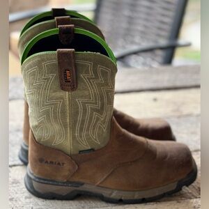 ARIAT MEN'S 10" REBAR FLEX WATERPROOF SQUARE TOE WESTERN WORK BOOT